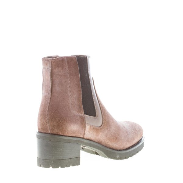 SANTONI donna stivaletto elasticizzato in camoscio TORTORA. Tacco 5,5 cm - immagine 3