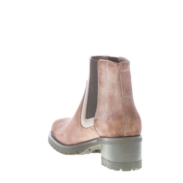 SANTONI donna stivaletto elasticizzato in camoscio TORTORA. Tacco 5,5 cm - immagine 4