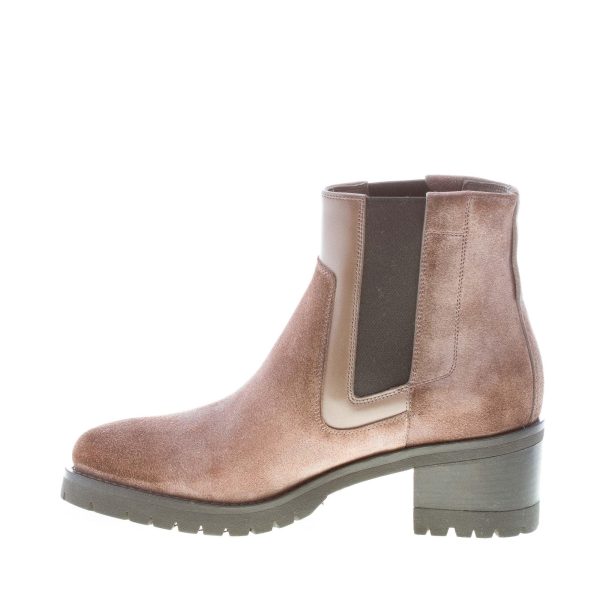 SANTONI donna stivaletto elasticizzato in camoscio TORTORA. Tacco 5,5 cm - immagine 5