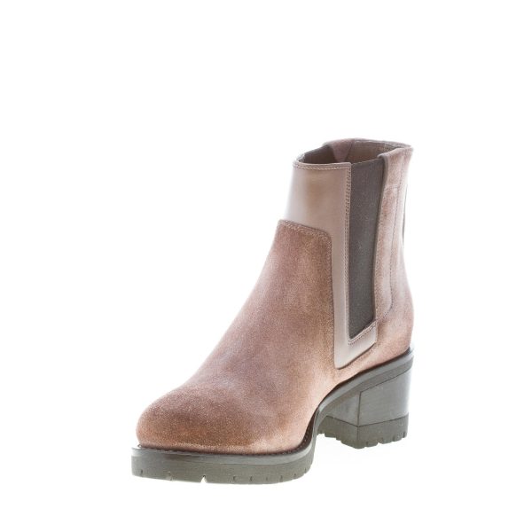 SANTONI donna stivaletto elasticizzato in camoscio TORTORA. Tacco 5,5 cm - immagine 6