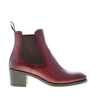 SANTONI donna stivaletto elasticizzato in pelle martellata BORDEAUX. Tacco 5,5 cm
