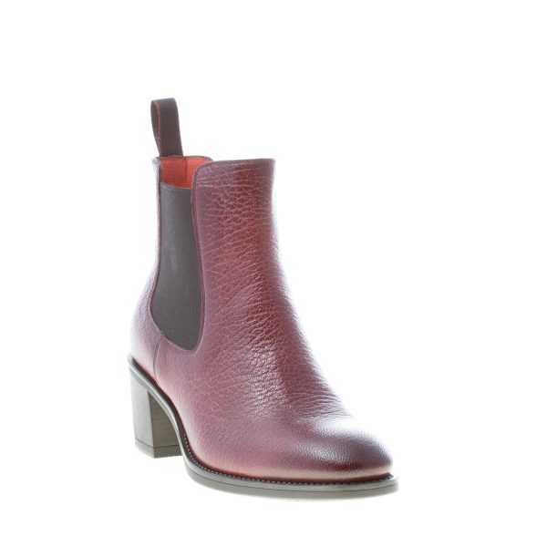 SANTONI donna stivaletto elasticizzato in pelle martellata BORDEAUX. Tacco 5,5 cm - immagine 2