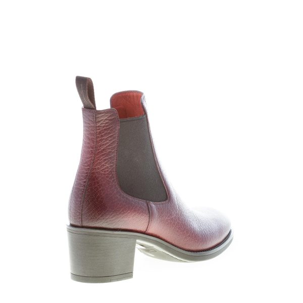 SANTONI donna stivaletto elasticizzato in pelle martellata BORDEAUX. Tacco 5,5 cm - immagine 3