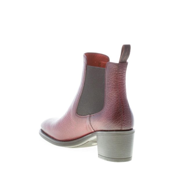 SANTONI donna stivaletto elasticizzato in pelle martellata BORDEAUX. Tacco 5,5 cm - immagine 4