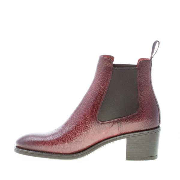 SANTONI donna stivaletto elasticizzato in pelle martellata BORDEAUX. Tacco 5,5 cm - immagine 5