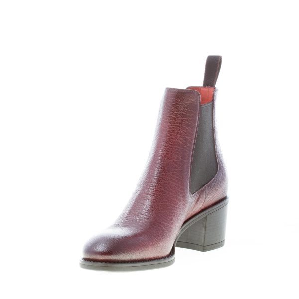 SANTONI donna stivaletto elasticizzato in pelle martellata BORDEAUX. Tacco 5,5 cm - immagine 6