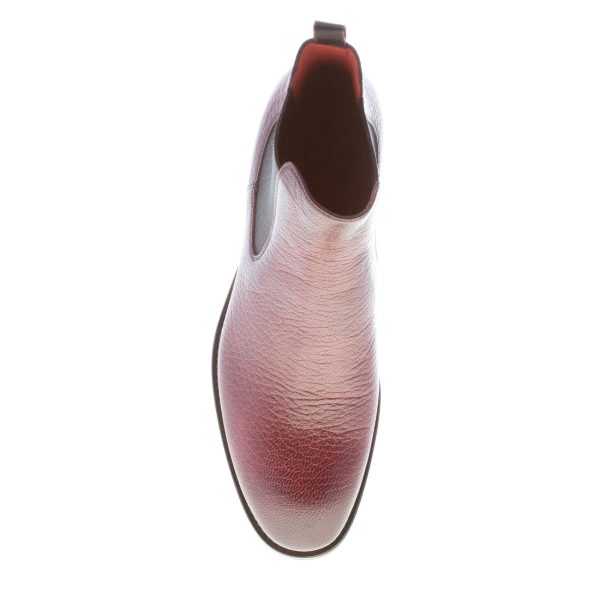 SANTONI donna stivaletto elasticizzato in pelle martellata BORDEAUX. Tacco 5,5 cm - immagine 7