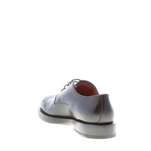 SANTONI donna scarpa derby in pelle NERO con decoro fiore. Suola in cuoio e gomma - immagine 4