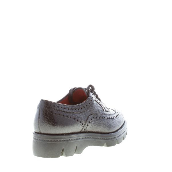 SANTONI donna scarpa derby in pelle martellata NERO con coda di rondine. Suola in gomma leggera - immagine 3