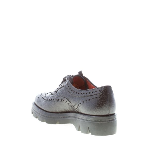 SANTONI donna scarpa derby in pelle martellata NERO con coda di rondine. Suola in gomma leggera - immagine 4