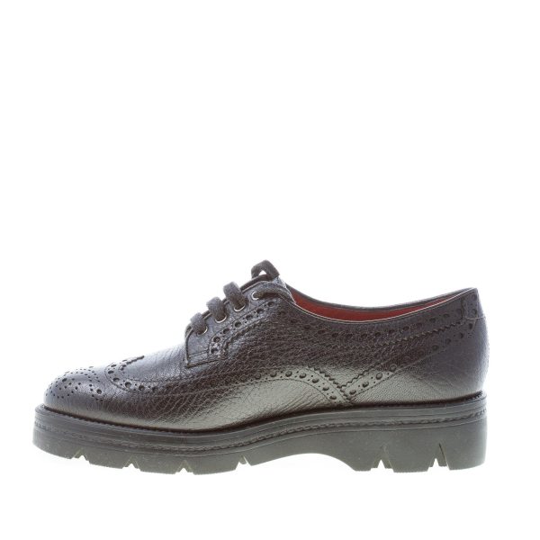 SANTONI donna scarpa derby in pelle martellata NERO con coda di rondine. Suola in gomma leggera - immagine 5