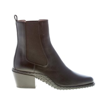 TOD'S donna stivaletto Western elasticizzato in pelle NERO. Tacco 5 cm