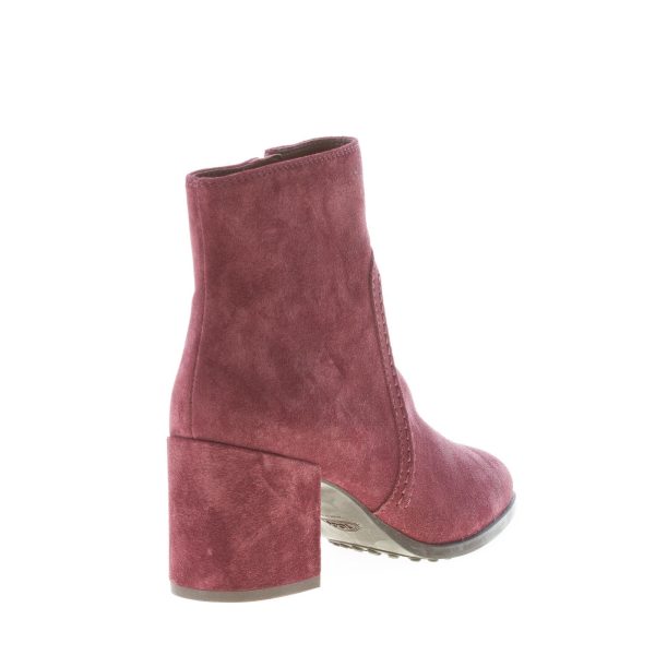 TOD'S donna tronchetto in camoscio BORDEAUX con zip e cuciture. Tacco 7 cm - immagine 3