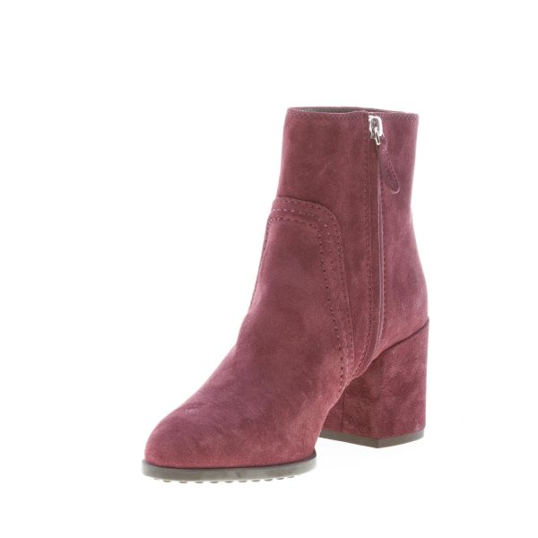 TOD'S donna tronchetto in camoscio BORDEAUX con zip e cuciture. Tacco 7 cm - immagine 6
