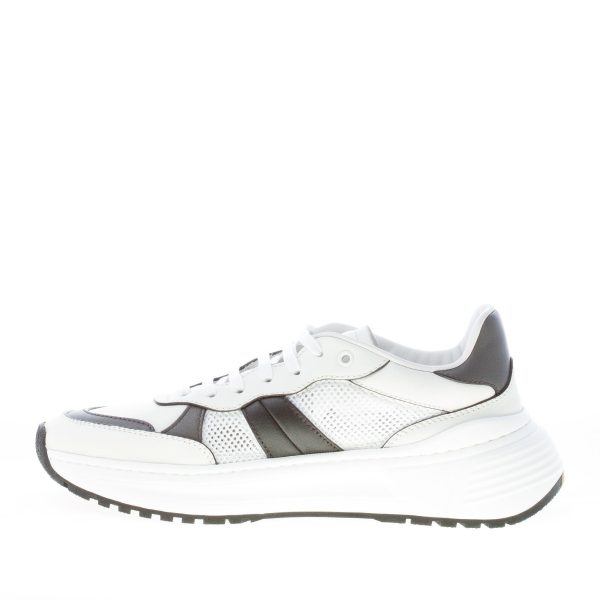 BOTTEGA VENETA uomo sneaker Speedster in pelle e tessuto a rete BIANCO più nero e grafite - immagine 5