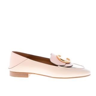CHLOE' donna mocassino in pelle lucida ROSA con placca C logo. Tacco 1 cm