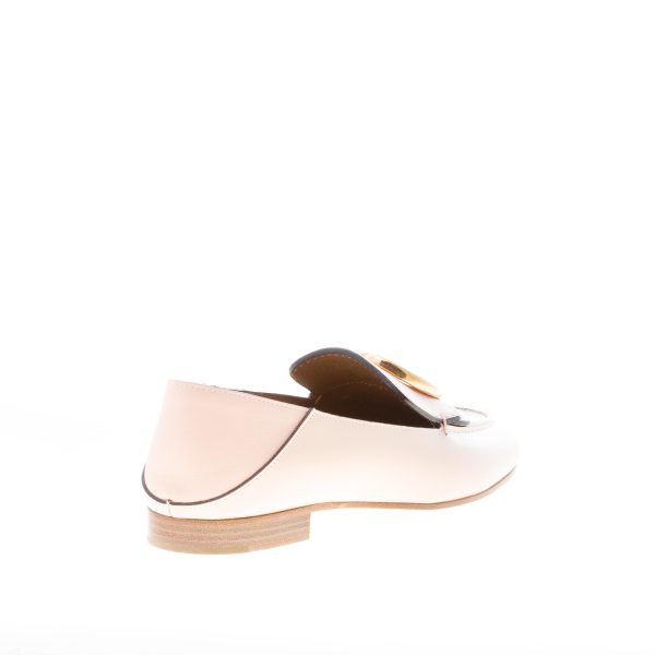 CHLOE' donna mocassino in pelle lucida ROSA con placca C logo. Tacco 1 cm - immagine 3