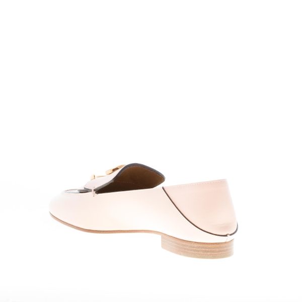 CHLOE' donna mocassino in pelle lucida ROSA con placca C logo. Tacco 1 cm - immagine 4