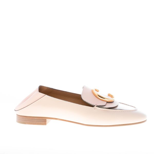 CHLOE' donna mocassino in pelle lucida ROSA con placca C logo. Tacco 1 cm - immagine 7