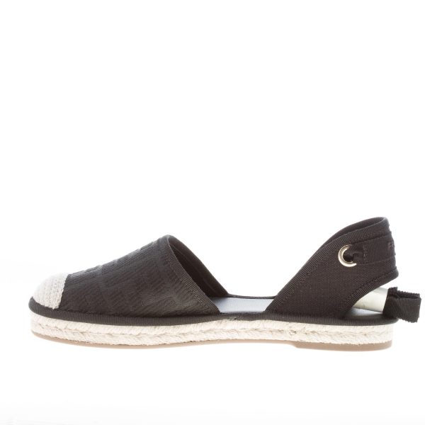 FENDI donna sandalo espadrillas in tessuto canvas NERO con stampa FF e laccio alla caviglia - immagine 5