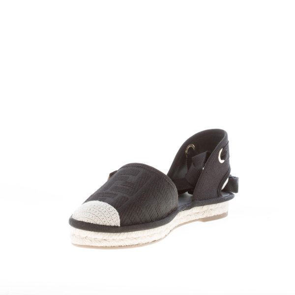 FENDI donna sandalo espadrillas in tessuto canvas NERO con stampa FF e laccio alla caviglia - immagine 6