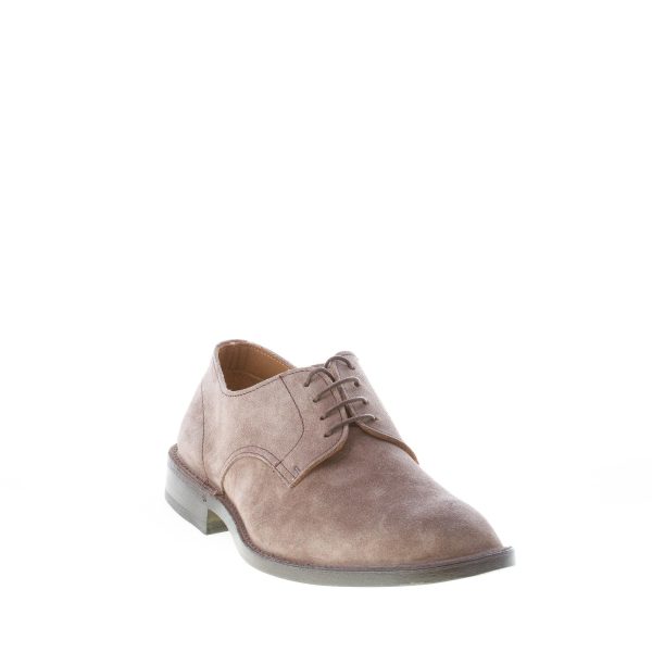 GREEN GEORGE uomo scarpa derby liscia in camoscio TORTORA con suola in cuoio - immagine 2