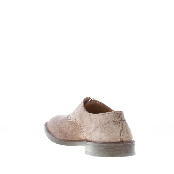 GREEN GEORGE uomo scarpa derby liscia in camoscio TORTORA con suola in cuoio - immagine 4