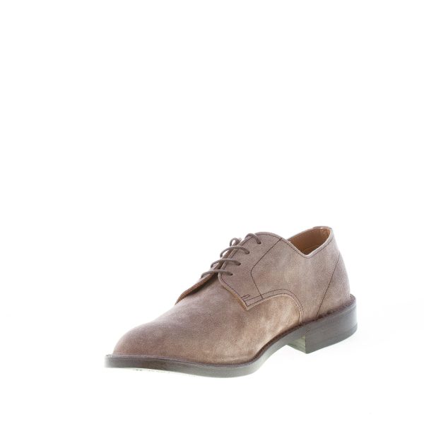 GREEN GEORGE uomo scarpa derby liscia in camoscio TORTORA con suola in cuoio - immagine 6