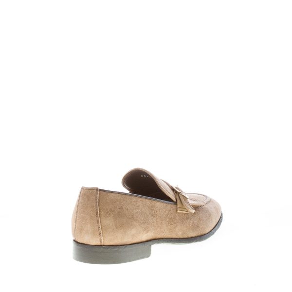 GREEN GEORGE uomo mocassino in camoscio BEIGE con patta cucita e fibbia. Suola in cuoio - immagine 3