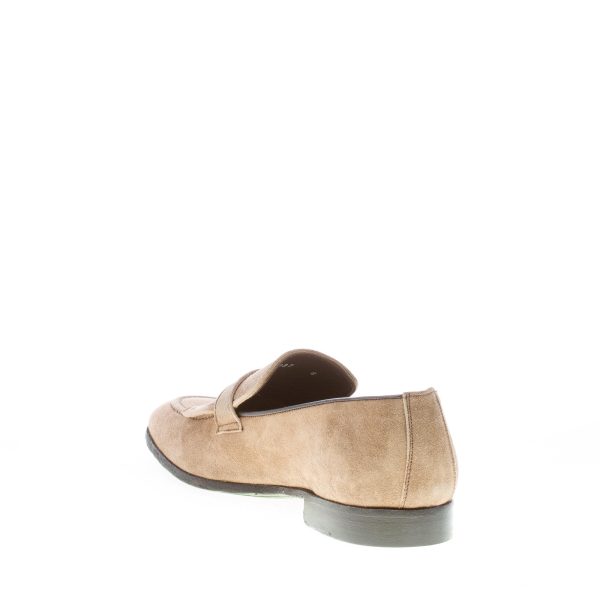 GREEN GEORGE uomo mocassino in camoscio BEIGE con patta cucita e fibbia. Suola in cuoio - immagine 4