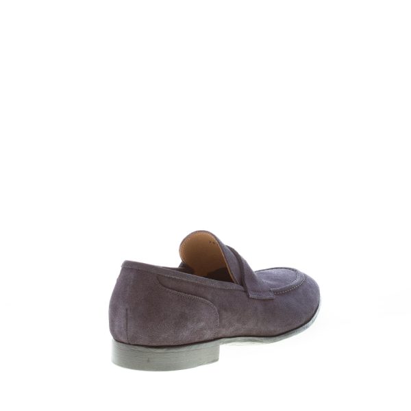 GREEN GEORGE uomo mocassino in camoscio BLU con fascetta penny. Suola cuoio - immagine 3