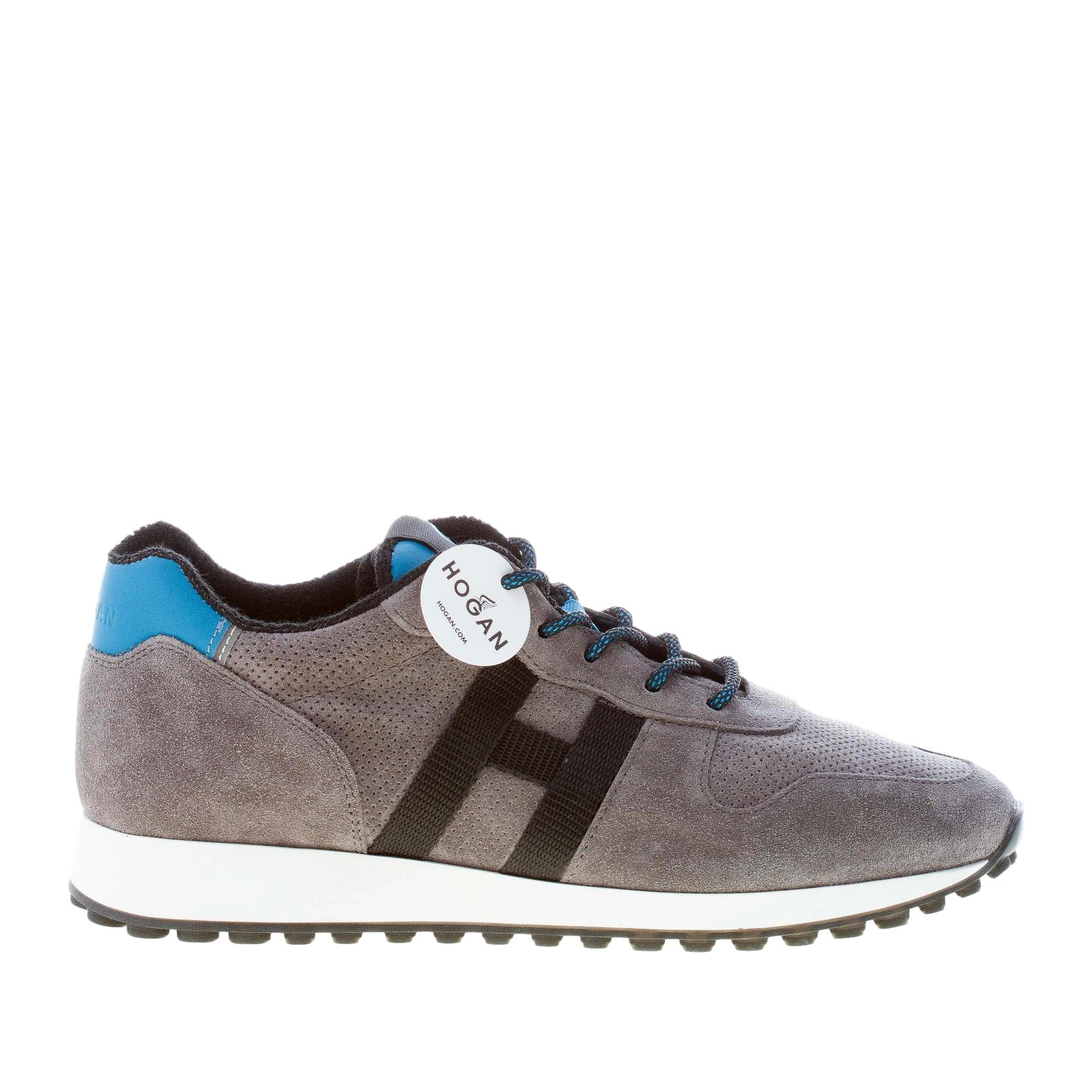 HOGAN uomo H429 sneaker in camoscio GRIGIO più celeste | Strike Calzature