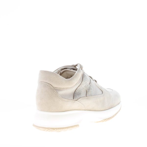 HOGAN donna Interactive sneaker in camoscio più tessuto BEIGE con H di strass - immagine 3
