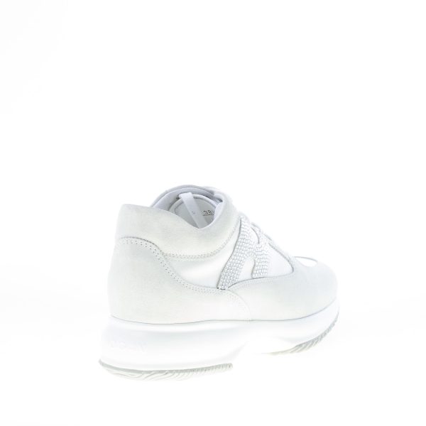 HOGAN donna Interactive sneaker in camoscio più tessuto BIANCO con H di strass - immagine 3