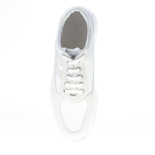 HOGAN donna Interactive sneaker in camoscio più tessuto BIANCO con H di strass - immagine 7