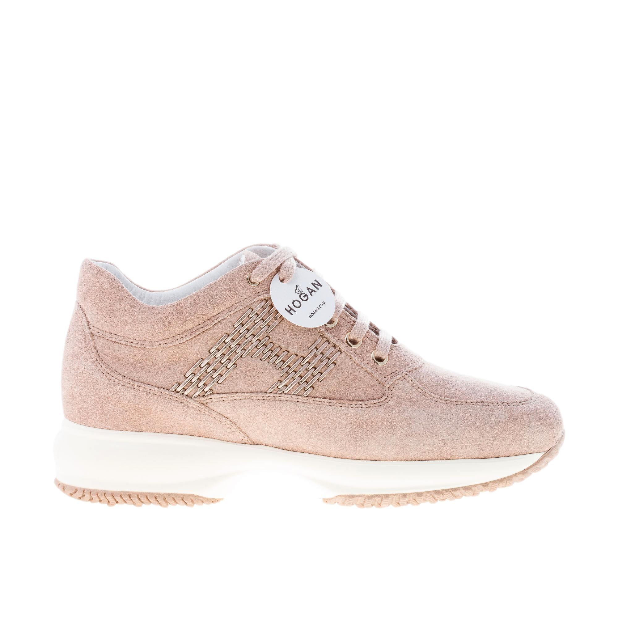 HOGAN donna Interactive sneaker in camoscio ROSA CIPRIA con H intrecciata |  Strike Calzature