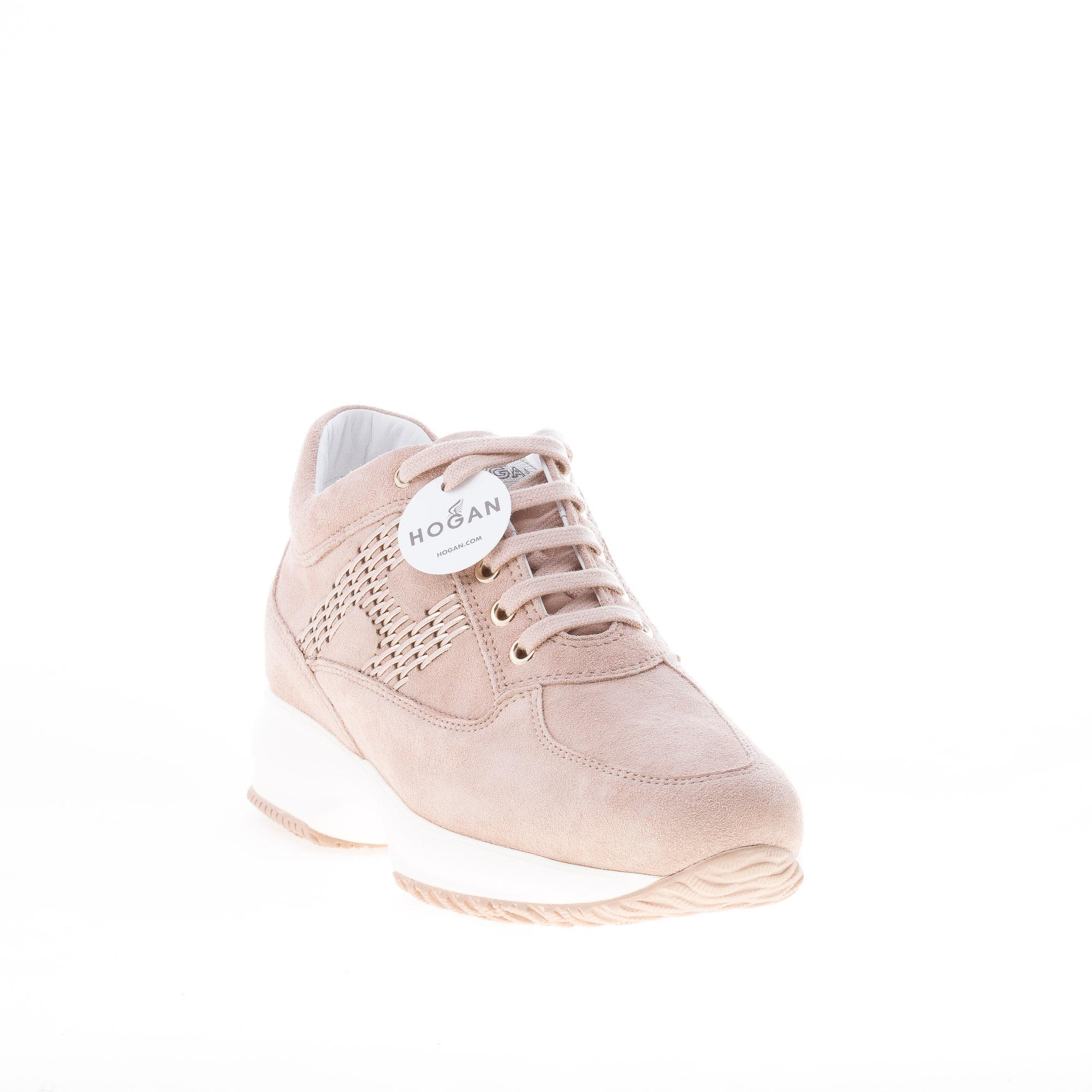 HOGAN donna Interactive sneaker in camoscio ROSA CIPRIA con H intrecciata |  Strike Calzature