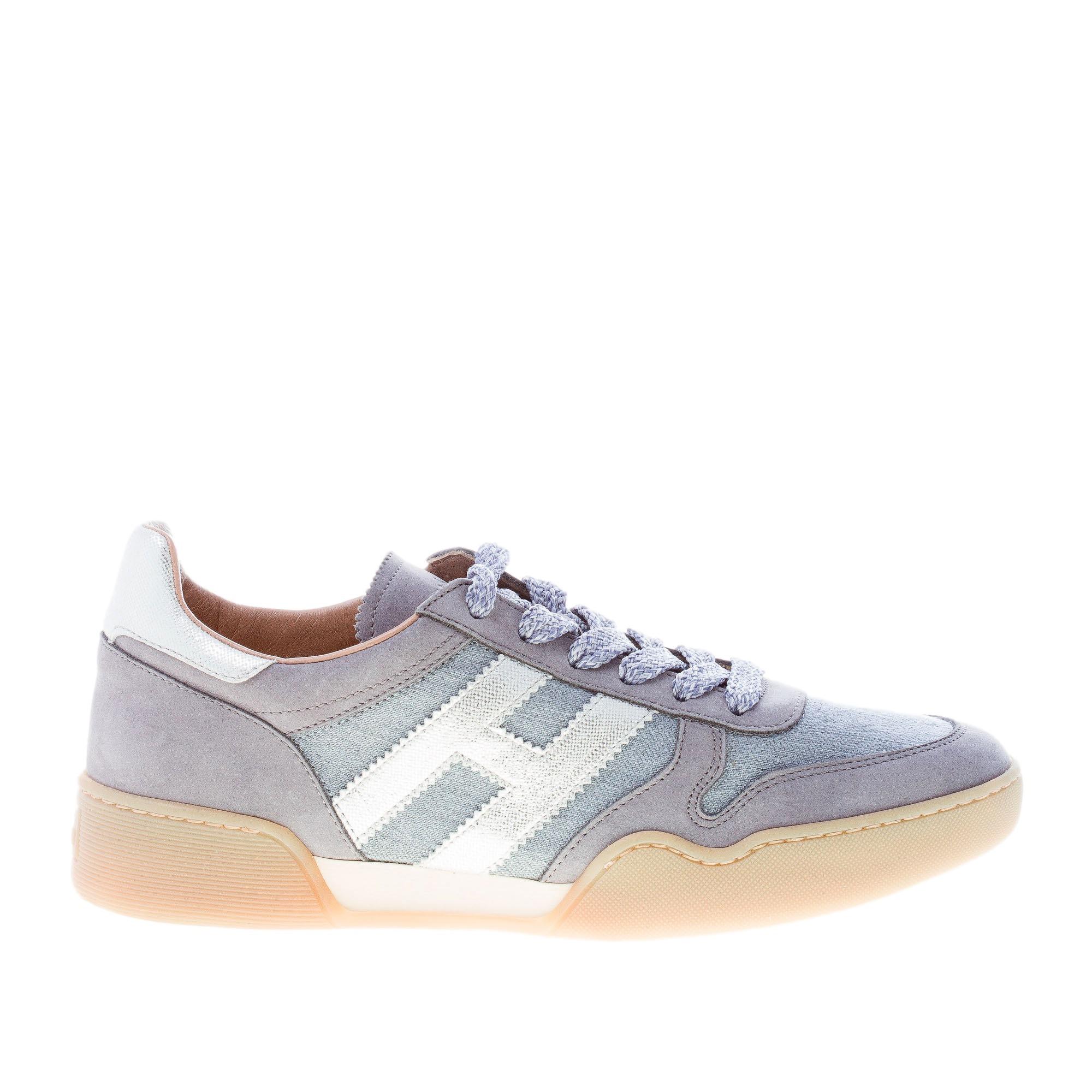 HOGAN donna H357 Retro Volley sneaker in nabuk e tessuto shiny BLU DENIM  più argento | Strike Calzature