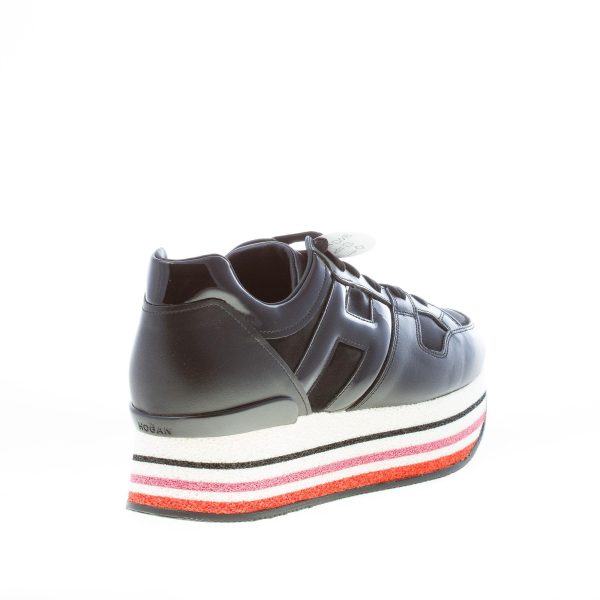 HOGAN donna H501 sneaker in pelle e vernice NERO con maxi platform poroso - immagine 3