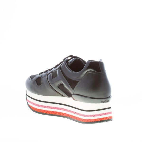 HOGAN donna H501 sneaker in pelle e vernice NERO con maxi platform poroso - immagine 4