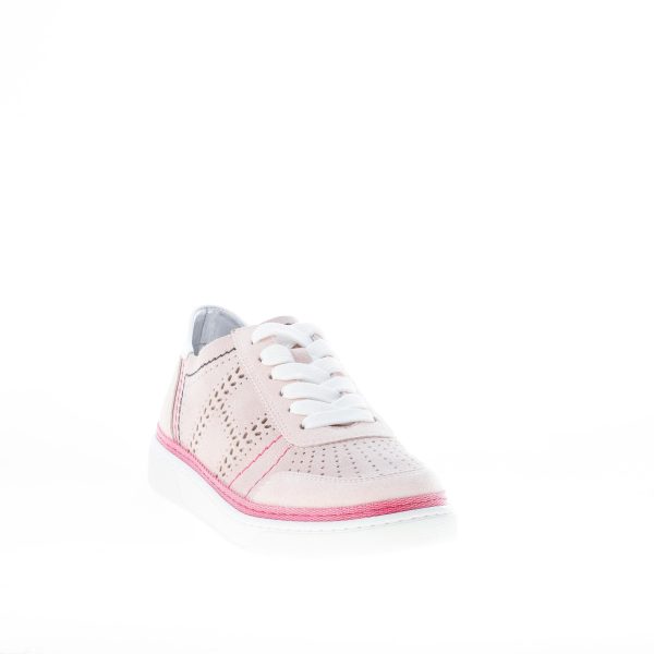HOGAN donna H508 sneaker in camoscio ROSA CIPRIA con impunture colorate e forature - immagine 2