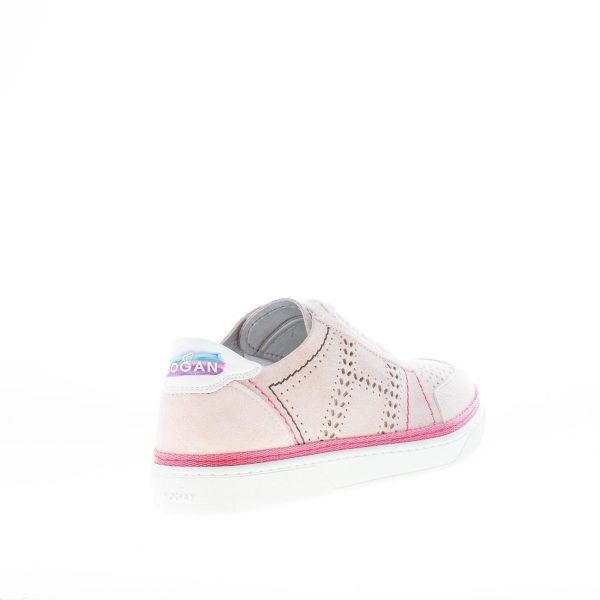 HOGAN donna H508 sneaker in camoscio ROSA CIPRIA con impunture colorate e forature - immagine 3