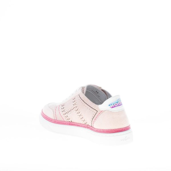HOGAN donna H508 sneaker in camoscio ROSA CIPRIA con impunture colorate e forature - immagine 4