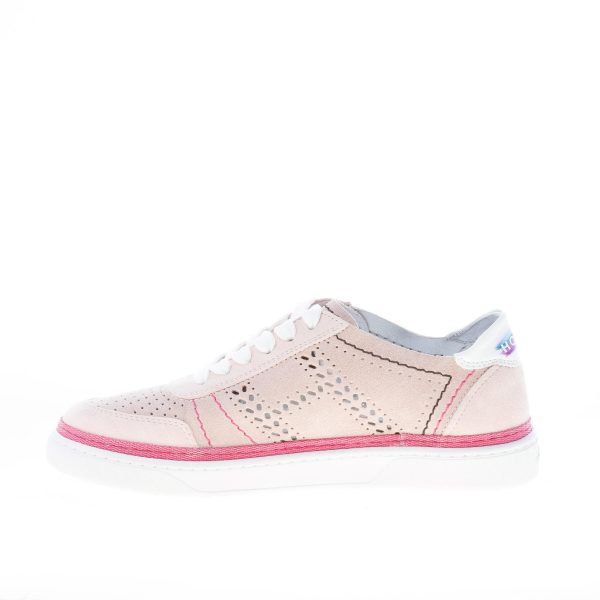 HOGAN donna H508 sneaker in camoscio ROSA CIPRIA con impunture colorate e forature - immagine 5