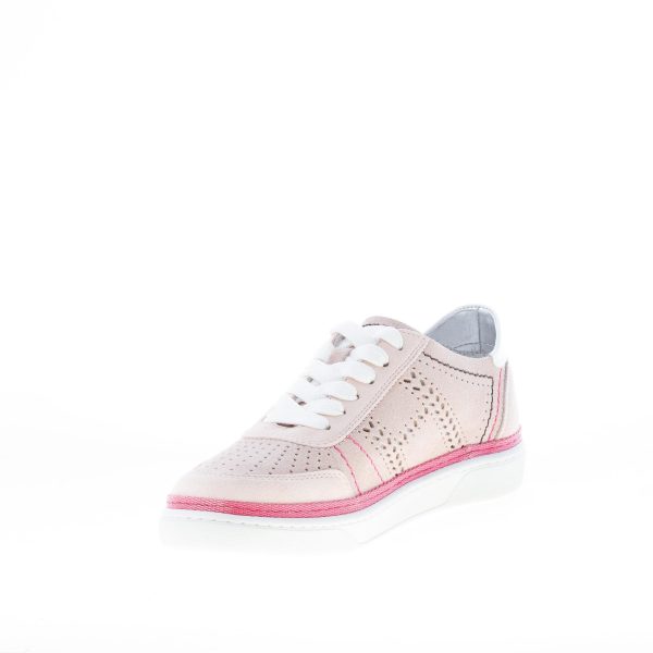 HOGAN donna H508 sneaker in camoscio ROSA CIPRIA con impunture colorate e forature - immagine 6