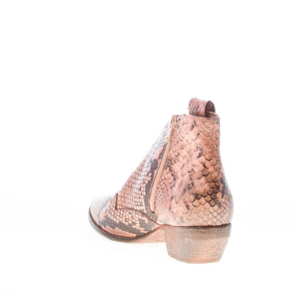 ELENA IACHI donna stivaletto texano in pelle stampa rettile ROSA vintage. Tacco 4 cm - immagine 4