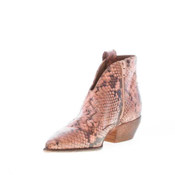 ELENA IACHI donna stivaletto texano in pelle stampa rettile ROSA vintage. Tacco 4 cm - immagine 6