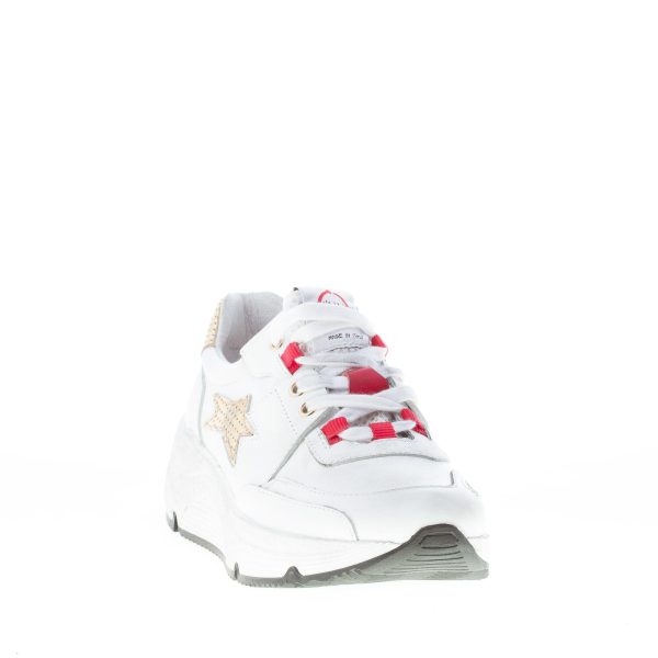 ISHIKAWA donna sneaker Olimpic 1878 in pelle effetto vintage BIANCO più oro - immagine 2