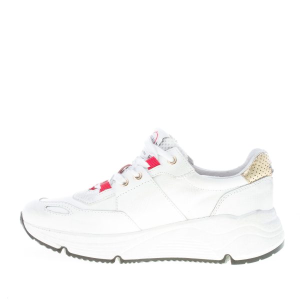 ISHIKAWA donna sneaker Olimpic 1878 in pelle effetto vintage BIANCO più oro - immagine 5