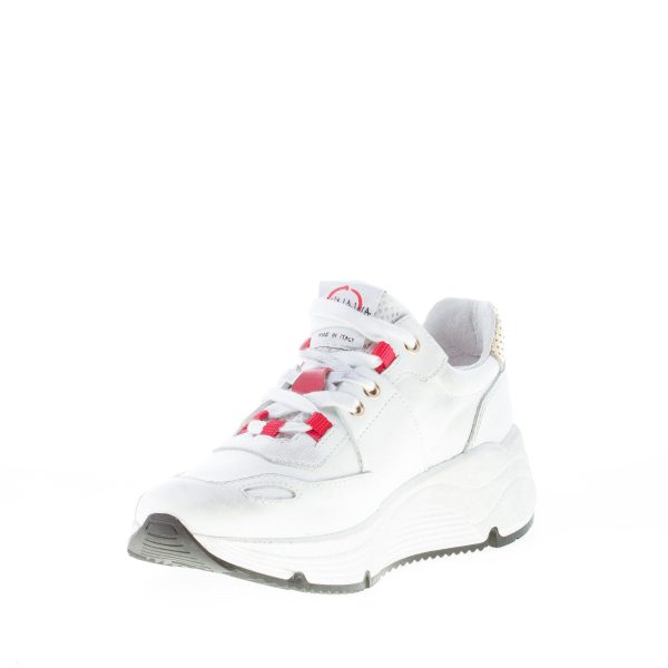 ISHIKAWA donna sneaker Olimpic 1878 in pelle effetto vintage BIANCO più oro - immagine 6